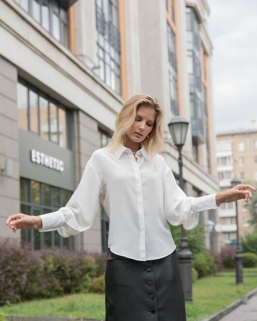 Женская рубашка из натурального шелка - 8038 от byME 