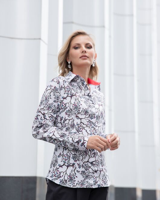 Женская рубашка под пуговицы с супатной застежкой полуприталенная - 8054 от byME 