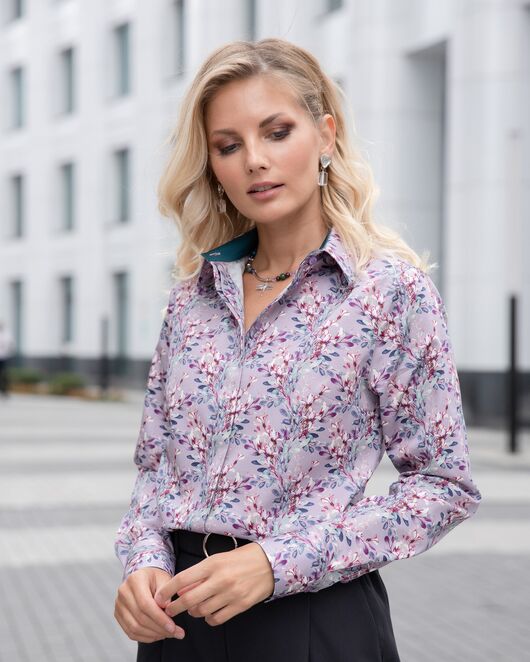 Женская рубашка под пуговицы с супатной застежкой полуприталенная - 8056 от byME 