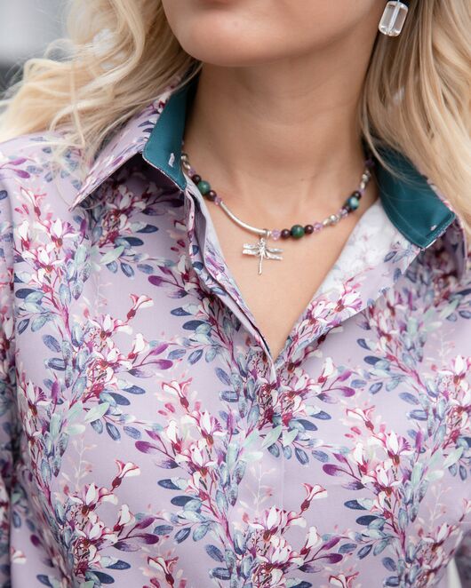 Женская рубашка под пуговицы с супатной застежкой полуприталенная - 8056 от byME 