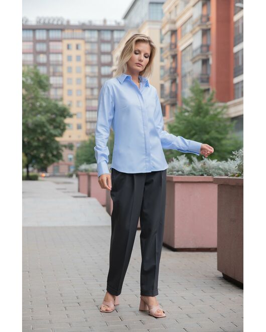 Женская рубашка под пуговицы голубая - 8060 от byME 