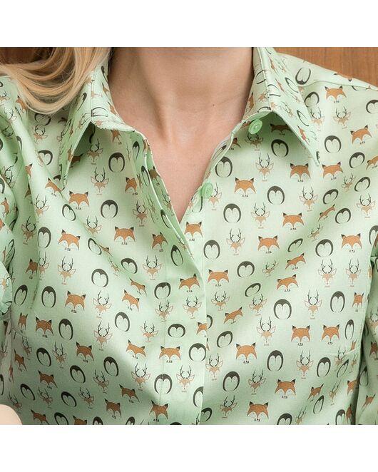 Женская рубашка под пуговицы принт звери - 7934 от  