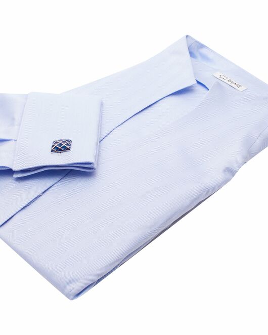 Женская рубашка воротник стойка под запонку голубая - 8124 от byME 