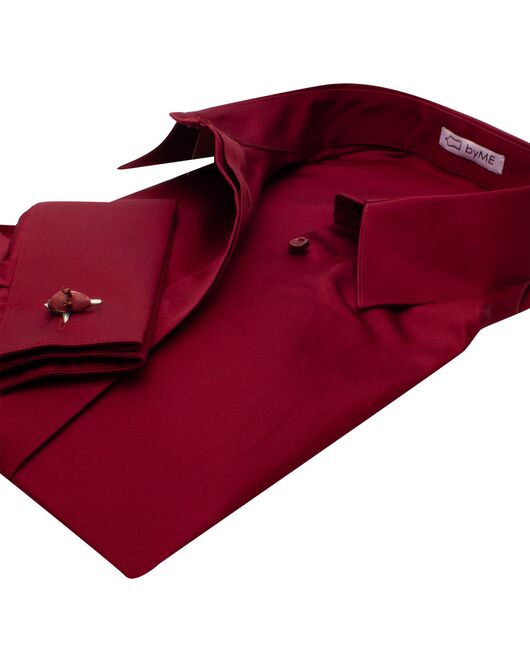 Рубашка бамбуковая под запонку вишневая - 8131 от  