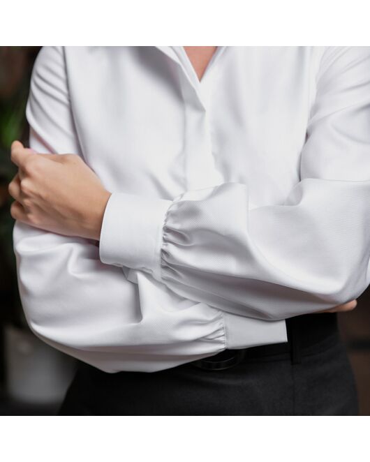 Женская рубашка с объемным рукавом белая - 8076 от byME 