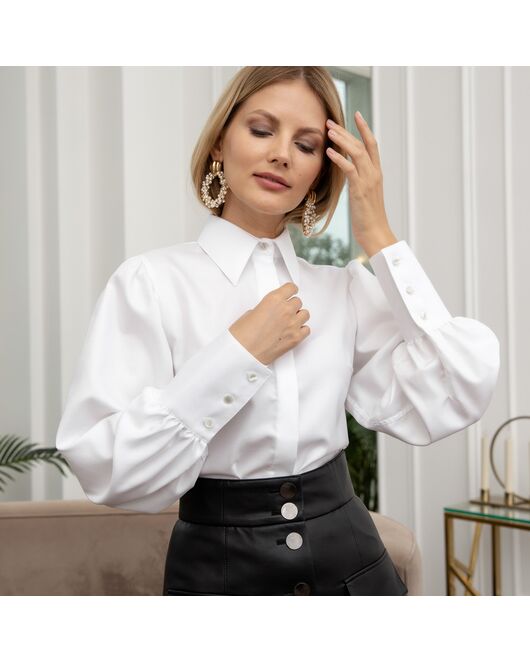 Женская рубашка Non-Iron с супатной застежкой белая - 8093 от byME 