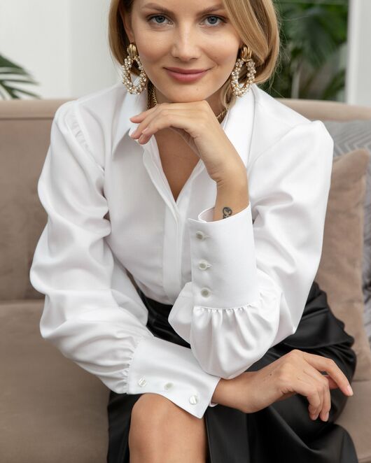 Женская рубашка Non-Iron с супатной застежкой белая - 8093 от byME 