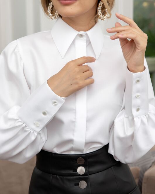 Женская рубашка Non-Iron с супатной застежкой белая - 8093 от byME 