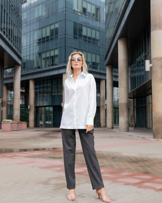 Женская рубашка под пуговицу белая - 8118 от byME 