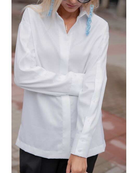 Женская рубашка под пуговицу белая - 8118 от byME 