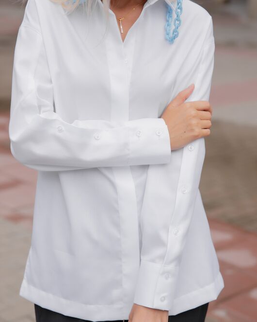 Женская рубашка под пуговицу белая - 8118 от byME 