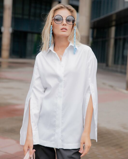 Женская рубашка под пуговицу белая - 8118 от byME 