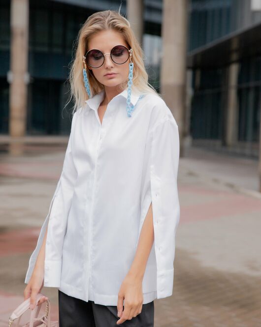 Женская рубашка под пуговицу белая - 8118 от byME 
