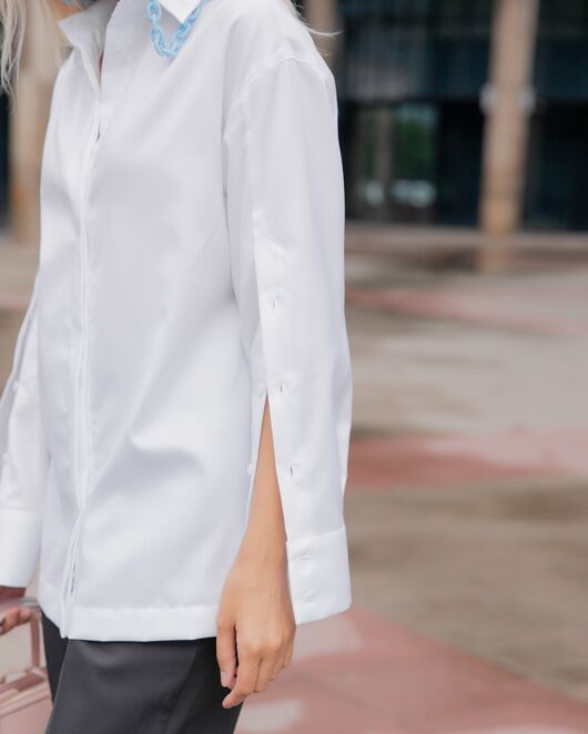 Женская рубашка под пуговицу белая - 8118 от byME 