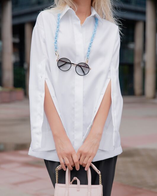 Женская рубашка под пуговицу белая - 8118 от byME 