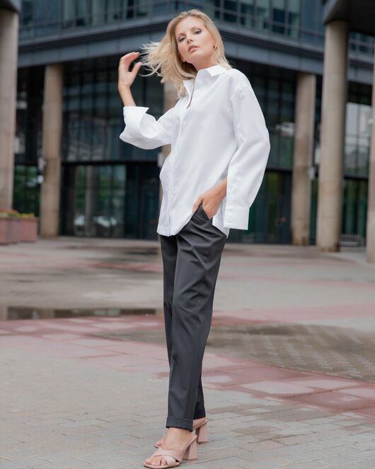 Женская рубашка под пуговицу белая - 8118 от byME 