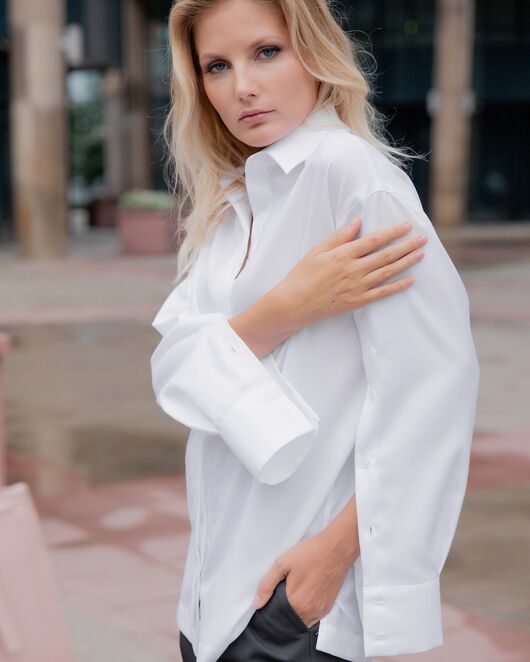 Женская рубашка под пуговицу белая - 8118 от byME 