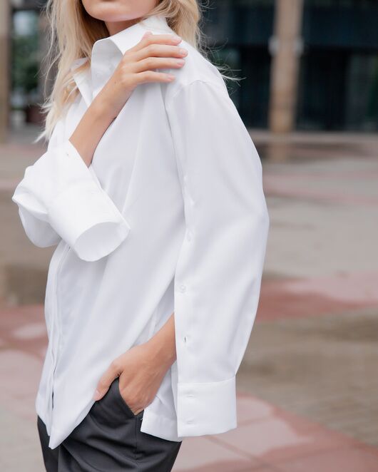Женская рубашка под пуговицу белая - 8118 от byME 