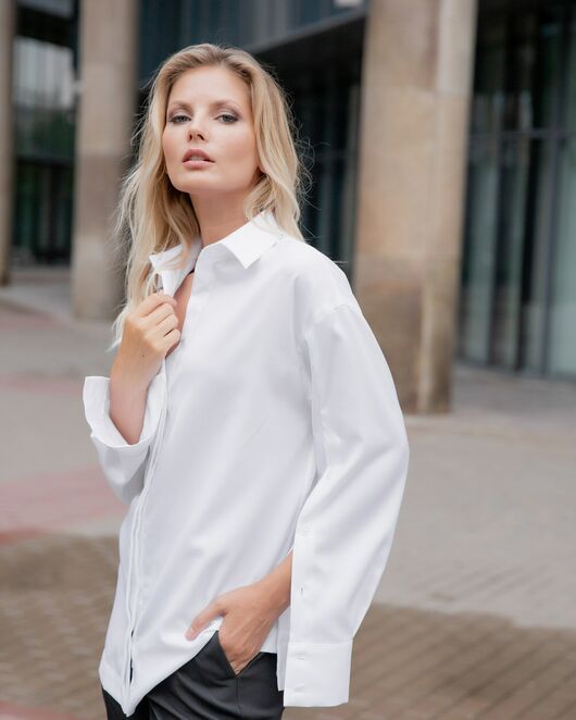 Женская рубашка под пуговицу белая - 8118 от byME 