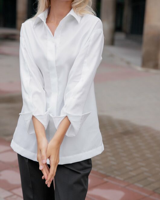Женская рубашка под пуговицу белая - 8118 от byME 