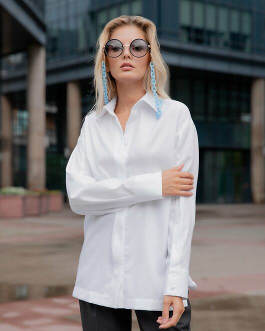 Женская рубашка под пуговицу белая - 8118 от byME 