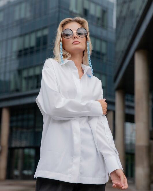 Женская рубашка под пуговицу белая - 8118 от byME 