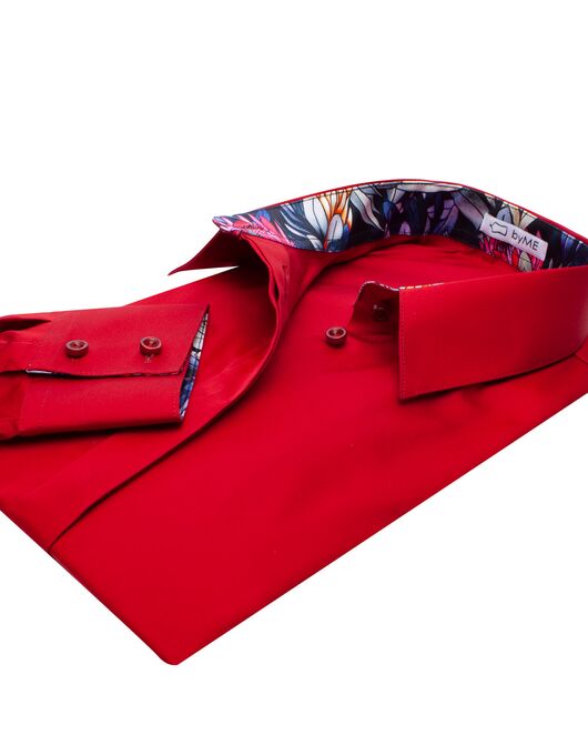 Женская рубашка под пуговицы с супатной застежкой полуприталенная с отделкой цветы - 8139 от byME 