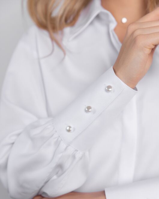 Женская рубашка под пуговицу белая - 8153 от byME  Женская рубашка под пуговицу белая - 8153 от byME