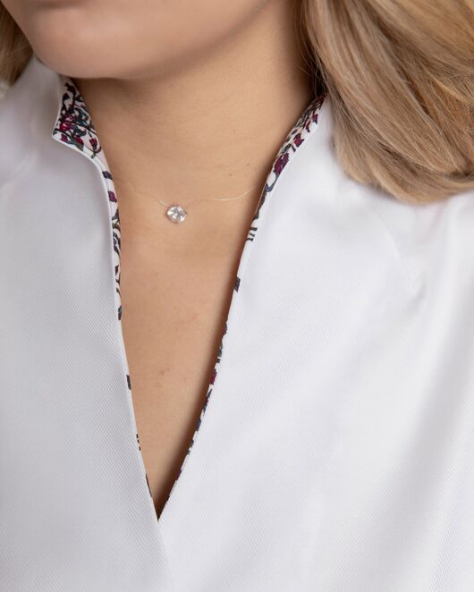 Женская рубашка воротник стойка под пуговицы с отделкой - 8157 от byME  Женская рубашка воротник стойка под пуговицы с отделкой - 8157 от byME