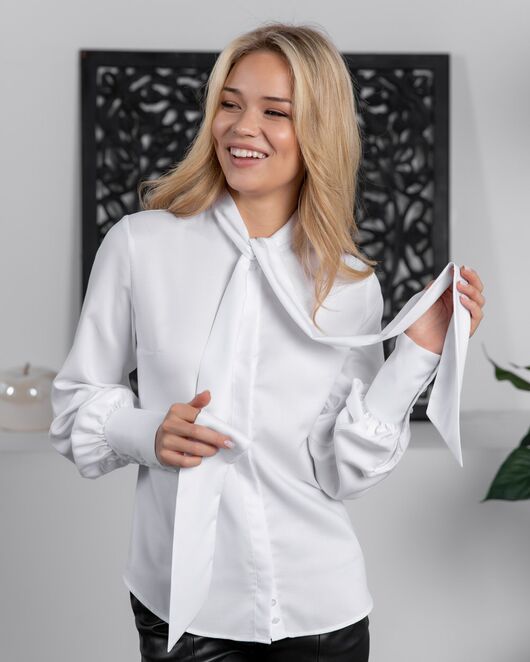 Женская блузка с бантом белая - 8171 от byME 