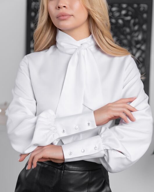 Женская блузка с бантом белая - 8171 от byME 