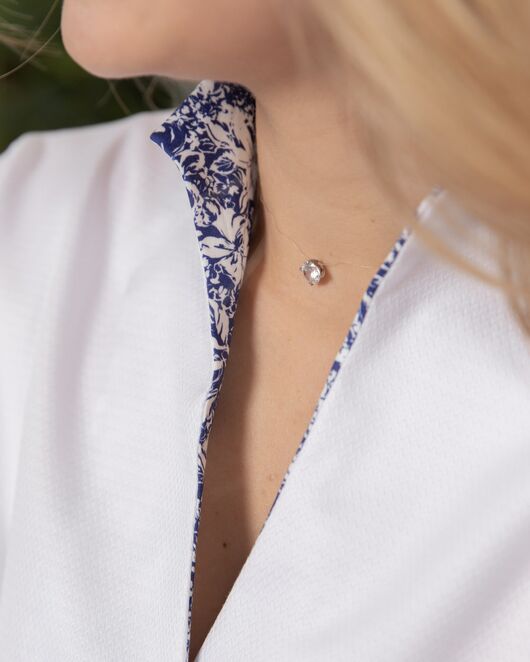 Женская рубашка воротник стойка под пуговицы с отделкой - 8178 от byME 