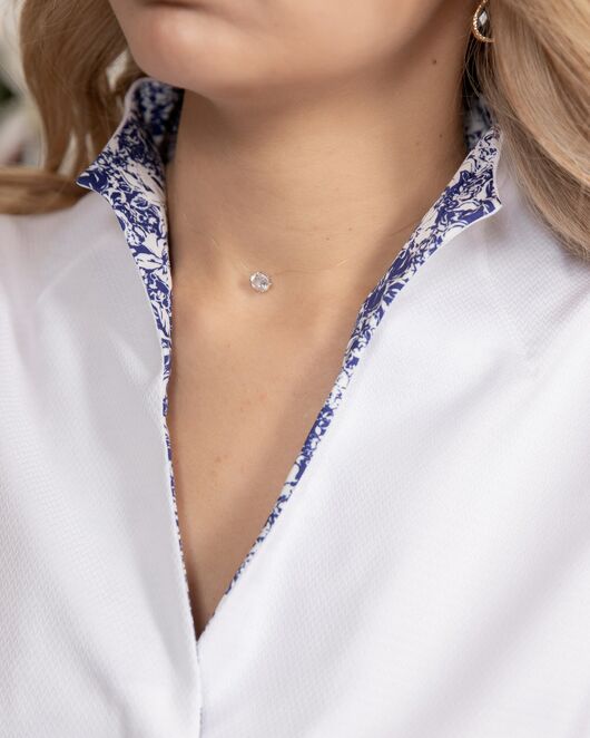 Женская рубашка воротник стойка под пуговицы с отделкой - 8178 от byME 