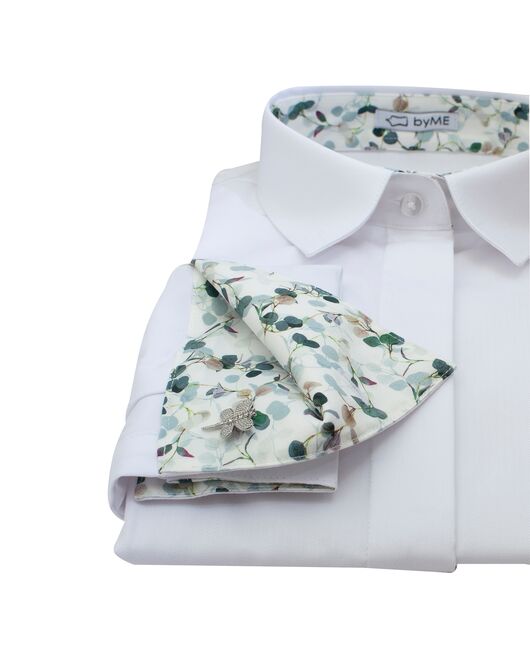 Женская рубашка под запонку с супатной застежкой с отделкой - 8184 от byME 