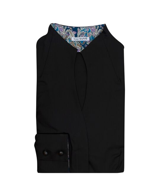 Женская рубашка воротник стойка под пуговицы с отделкой - 8209 от  