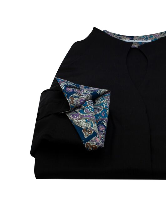 Женская рубашка воротник стойка под пуговицы с отделкой - 8209 от  