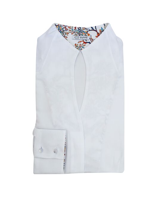 Женская рубашка воротник стойка под пуговицы с отделкой - 8214 от byME 