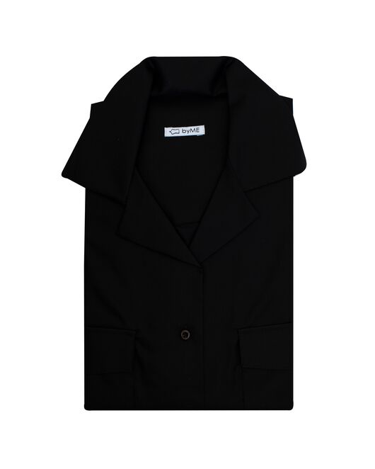 Женская рубашка в оверсайз силуэте черная с фактурой елочка - 8218 от byME 