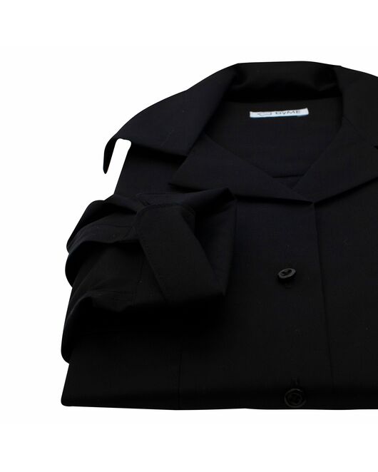 Женская рубашка в оверсайз силуэте черная с фактурой елочка - 8218 от byME 