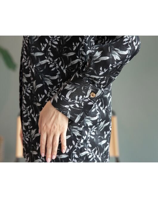 Женская рубашка под запонку черная - 8225 от byME  Женская рубашка под запонку черная - 8225 от byME