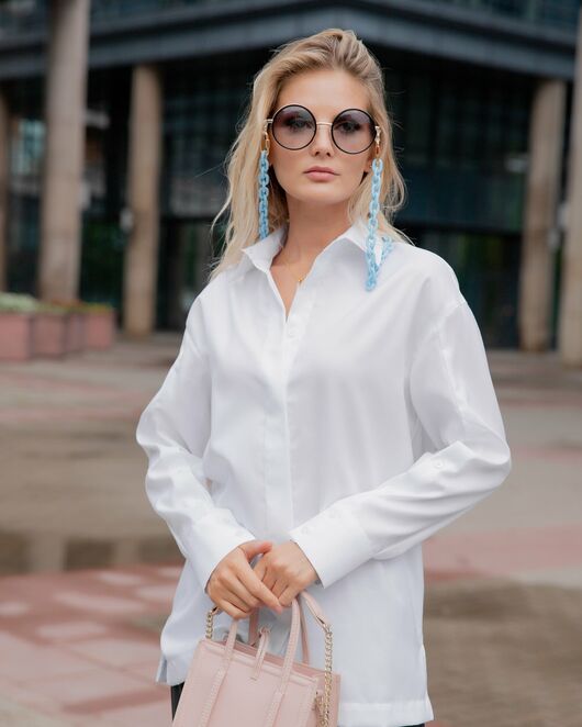 Женская рубашка пышный рукав под пуговицу белая - 8226-N от byME  Женская рубашка пышный рукав под пуговицу белая - 8226-N от byME