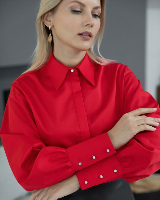 Женская рубашка с пышным рукавом - 8230 от byME 