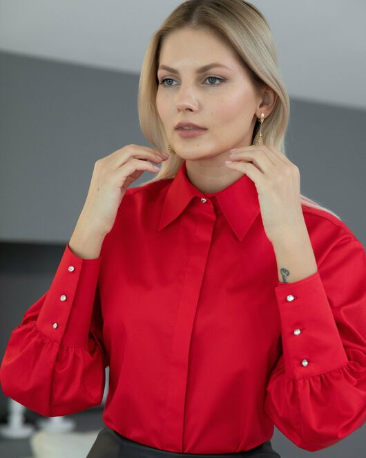 Женская рубашка с пышным рукавом - 8230 от byME 