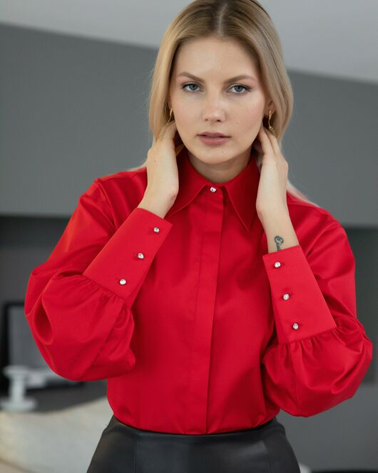 Женская рубашка с пышным рукавом - 8230 от byME 