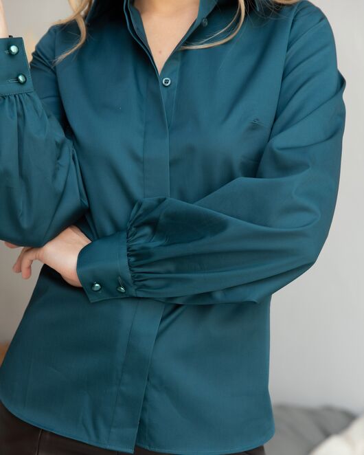 Женская рубашка с пышным рукавом бутылочная - 8246 от byME 