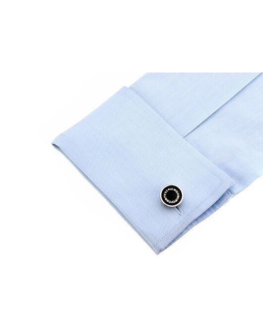 Запонки круглые черные с кристаллами - 164431 от  