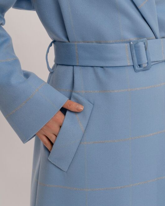 Пиджак удлинённый женский голубой в клетку M2145 от byME 