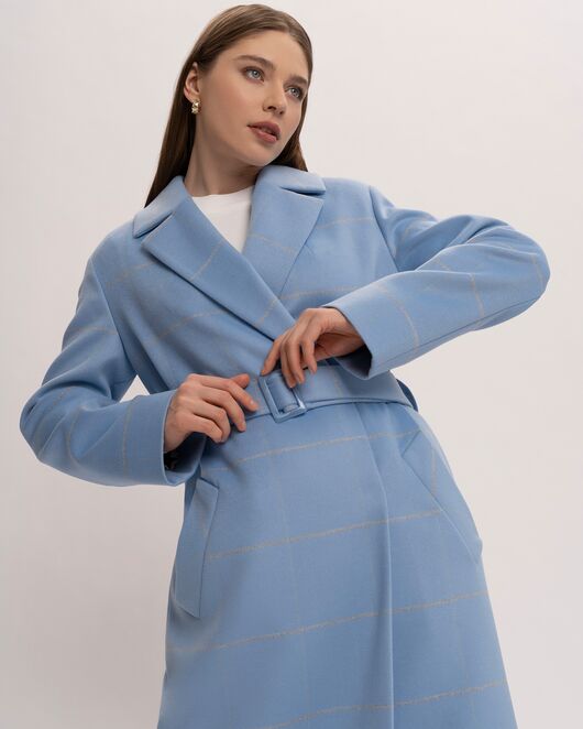 Пиджак удлинённый женский голубой в клетку M2145 от byME 