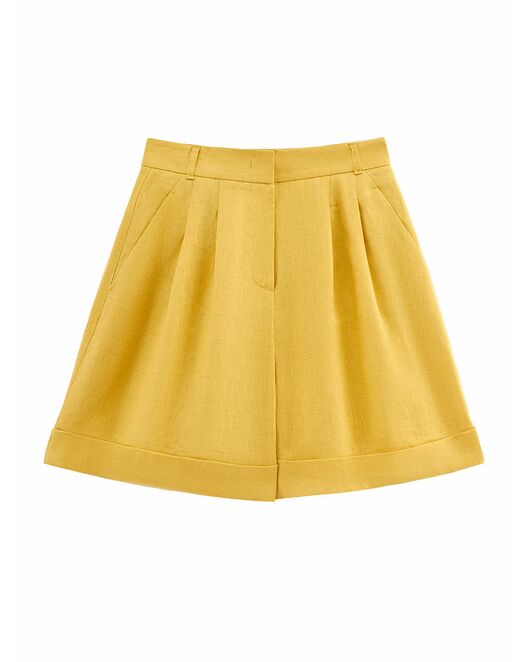 Шорты женские изо льна жёлтые от ByME 