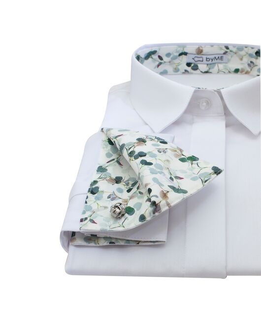 Женская рубашка под запонку с супатной застежкой с отделкой - 8184 от byME 